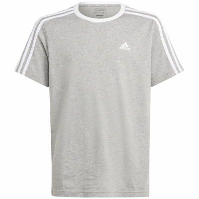 Tricou Koszulka dla dzieci adidas Essentials 3-Stripes Cotton Loose Fit Boyfriend szara IC3637