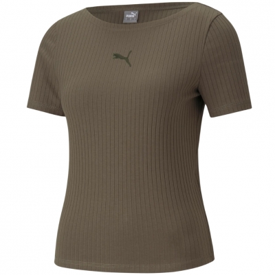 Tricou Koszulka damska Puma HER Ribbed Slim Grape Leaf khaki 531917 44