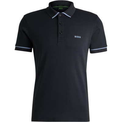 Camasa Boss Interlock-Cotton Slim-Fit Polo With Contrast Trim barbat