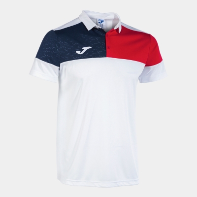 Crew V Maneca Scurta Polo White Red Navy Joma