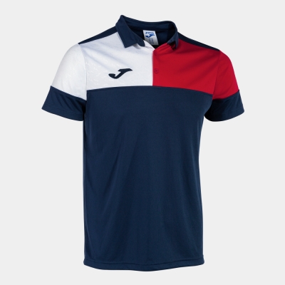 Crew V Maneca Scurta Polo Navy Red White Joma