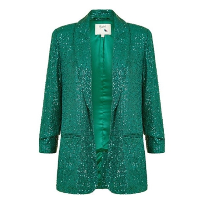 Yumi Yumi Green Sequin Blazer With Pockets