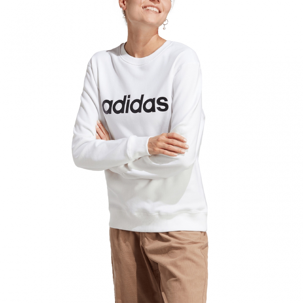 Bluza damska adidas Essentials Linear French Terry biala IC6879