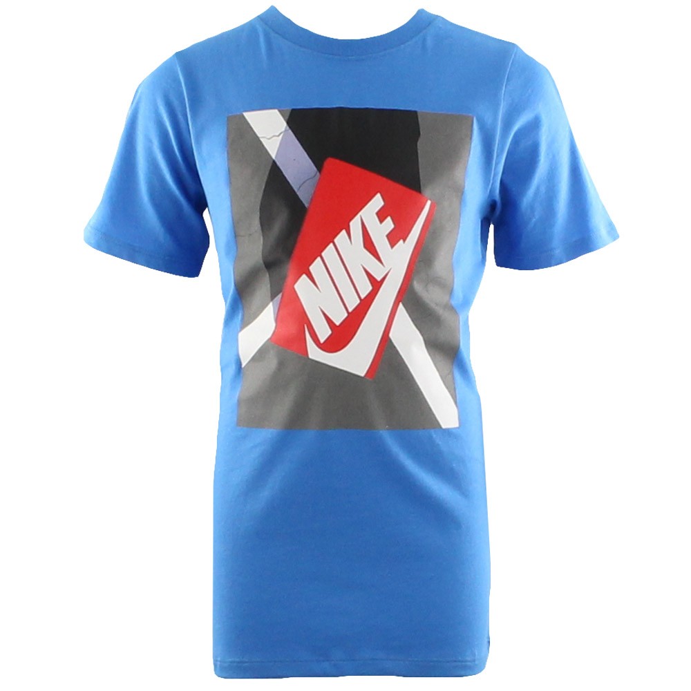 Tricou albastru bumbac Nike Youth Shoe Box baietei