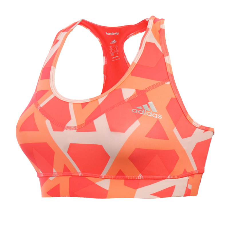 Bustiera portocalie adidas Techfit Triax Print femei