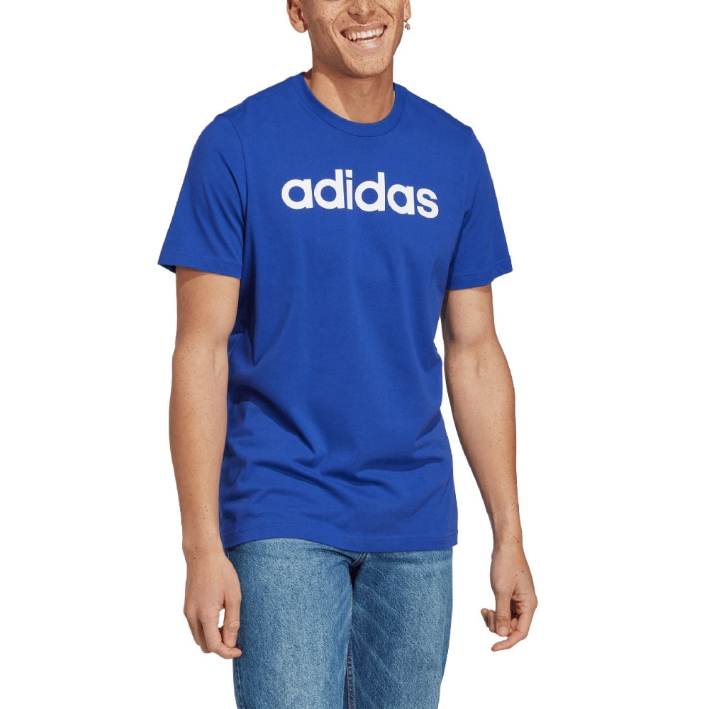 Adidas Essentials Single Jersey Linear Embroidered Logo Blue IC9279