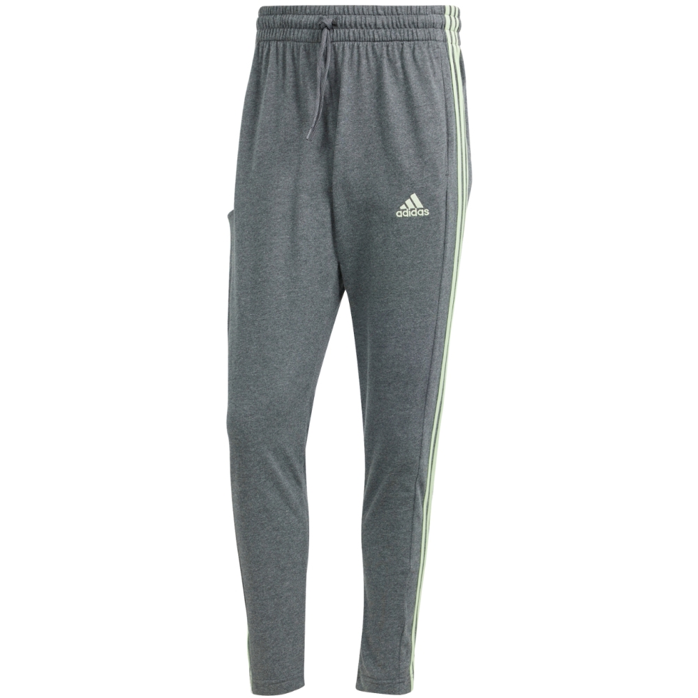 adidas Essentials Single pantaloni b?rba?i Jersey Tapered Hem deschis 3-stripes gri inchis IS1367