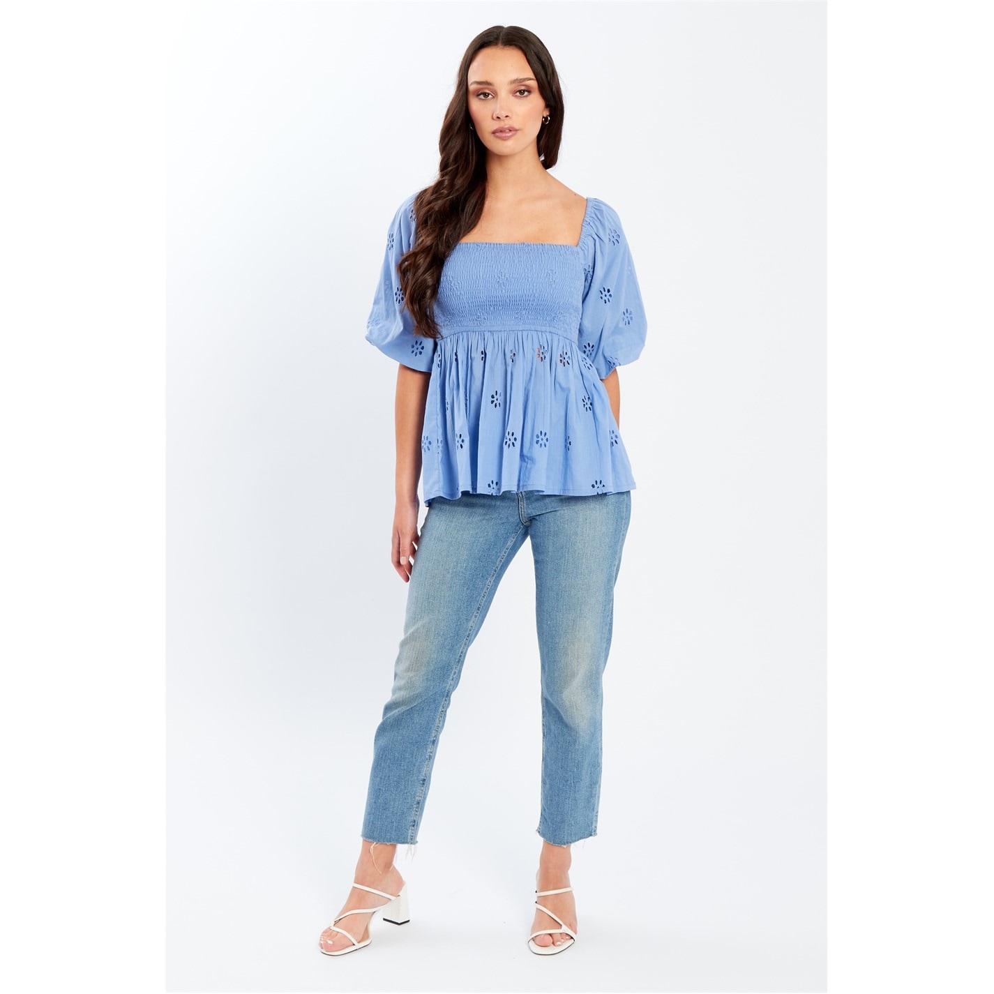 Be You Broderie Square Neck Top