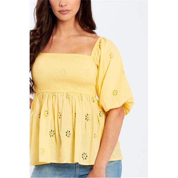 Be You Broderie Square Neck Top