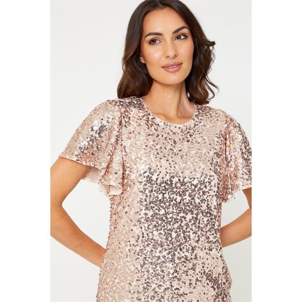 Be You Sequin Angel Sleeve Top