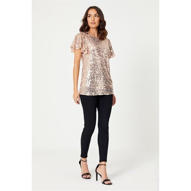 Be You Sequin Angel Sleeve Top