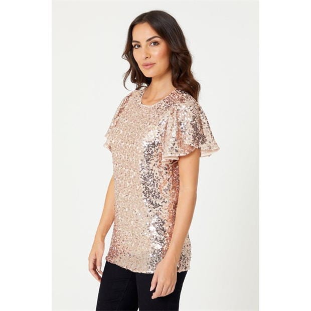 Be You Sequin Angel Sleeve Top