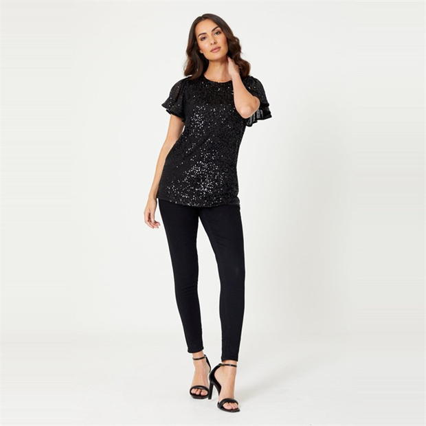 Be You Sequin Angel Sleeve Top