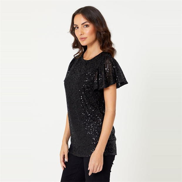 Be You Sequin Angel Sleeve Top