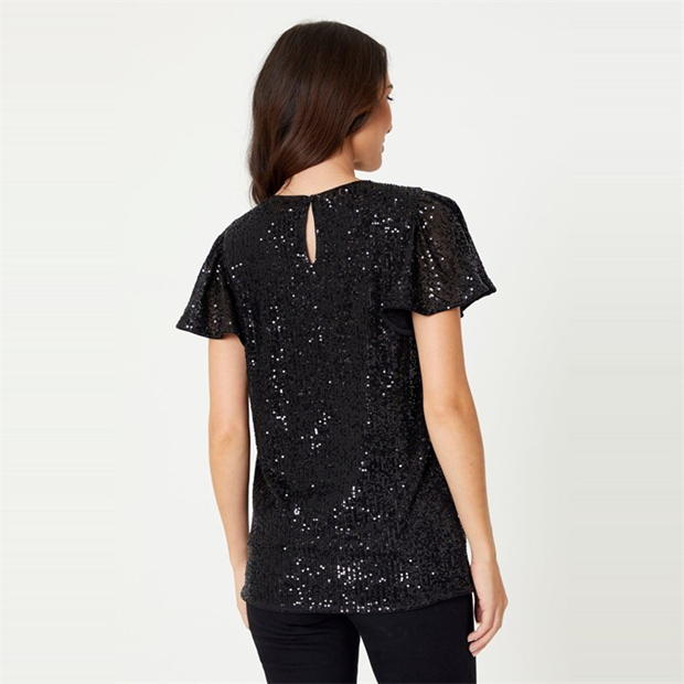 Be You Sequin Angel Sleeve Top