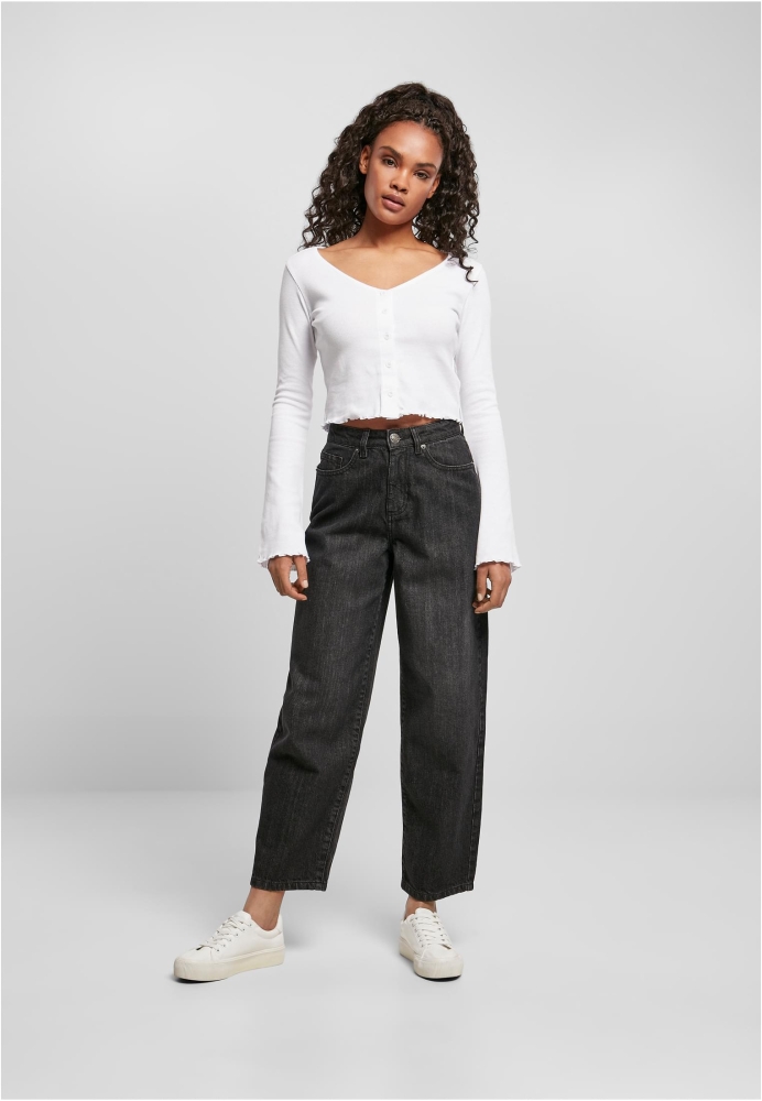 Pantalon High Waist Wide Leg Cropped Denim dama Urban Classics