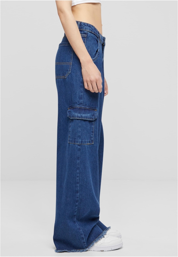 Pantalon Mid Waist Cargo Denim dama Urban Classics