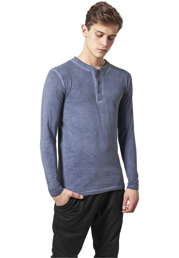 Tricou Spray Dye Henley L/S Urban Classics