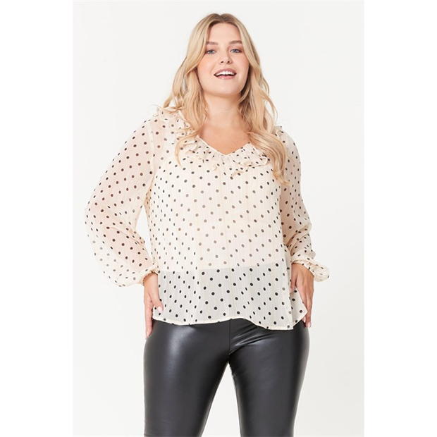 Be You You Ruffle Neck Spot Blouse