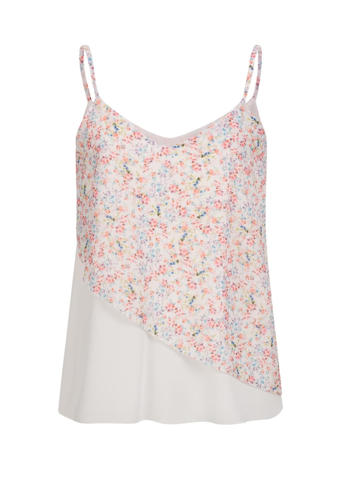 Chiffon Top 2-lagig V-Neck Blumen Print Cloud5ive