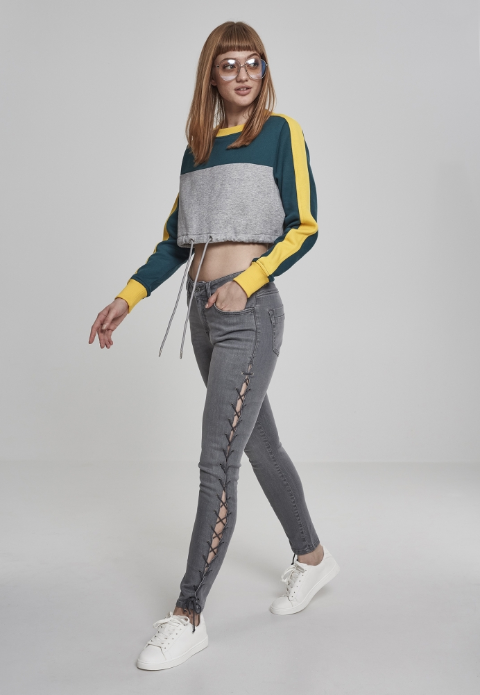 Cropped 3-Tone Stripe Crew dama Urban Classics