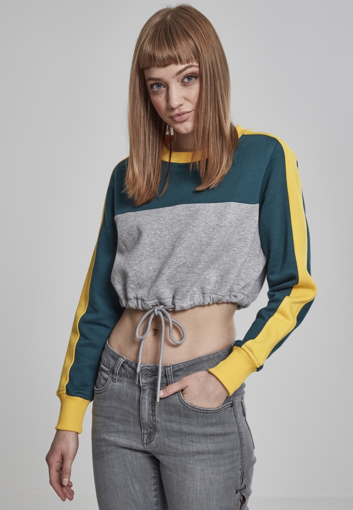 Cropped 3-Tone Stripe Crew dama Urban Classics