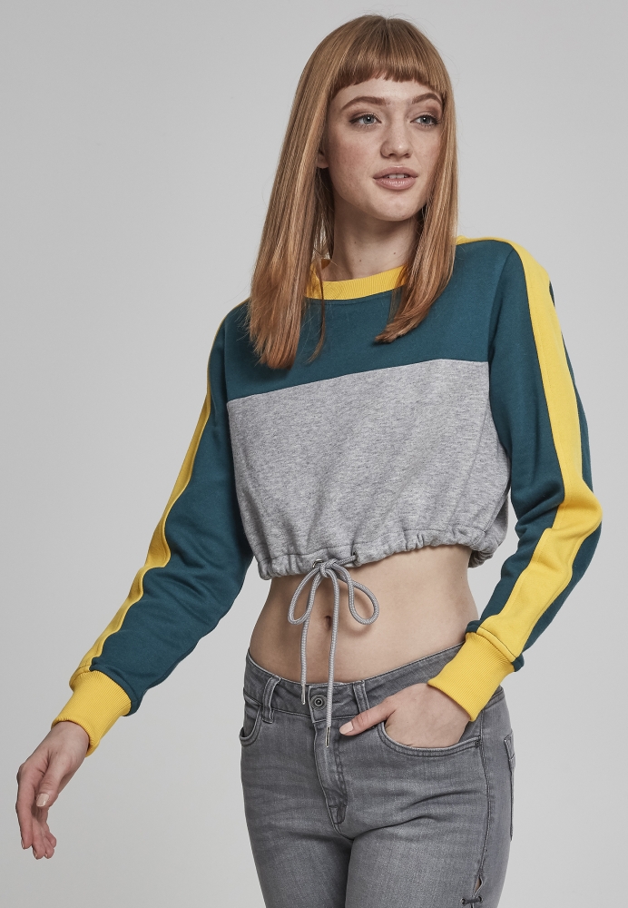 Cropped 3-Tone Stripe Crew dama Urban Classics