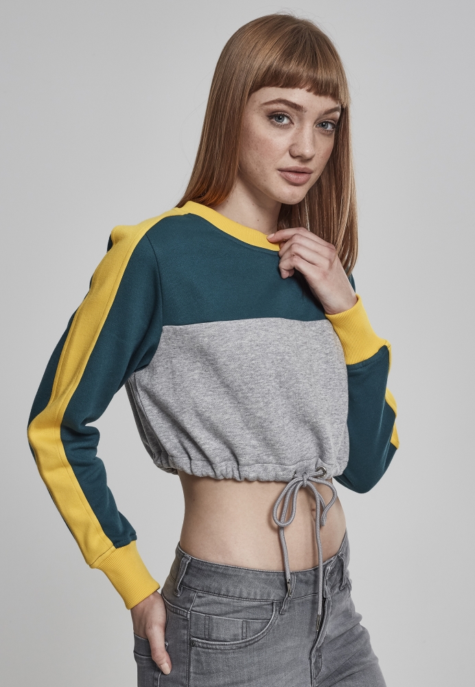 Cropped 3-Tone Stripe Crew dama Urban Classics