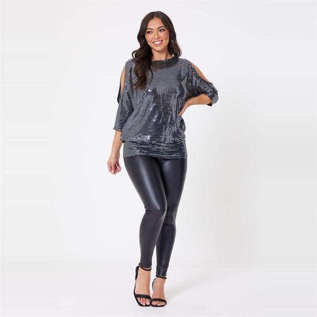 Be You Glitter Cold Shoulder Top