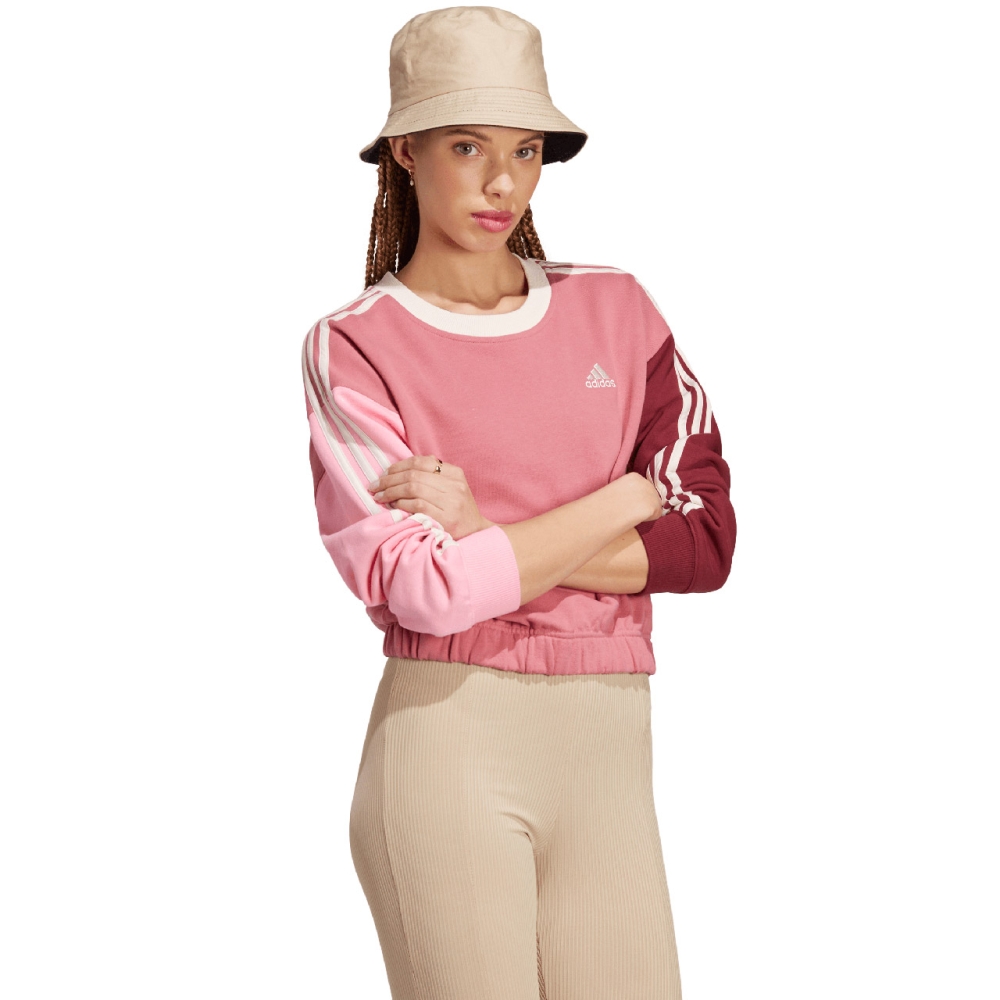 Bluza trening Adidas Essentials 3-Stripes Crop pink IC9875