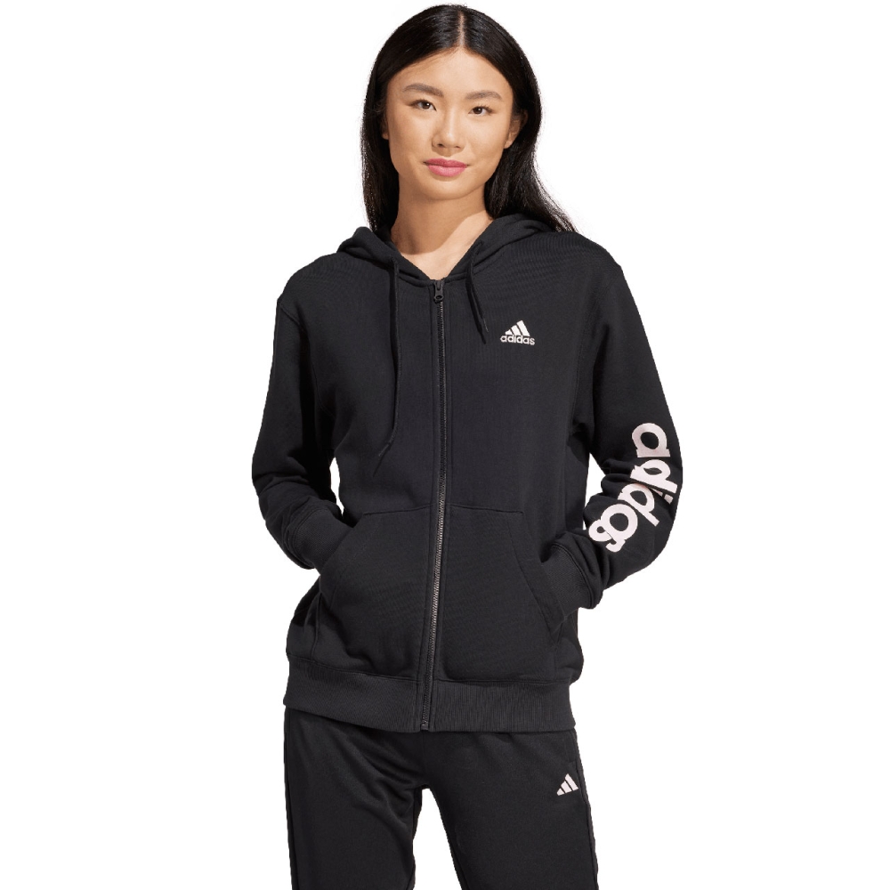 Bluza trening adidas Essentials Linear Full-Zip French Terry 's black IS2072 dama