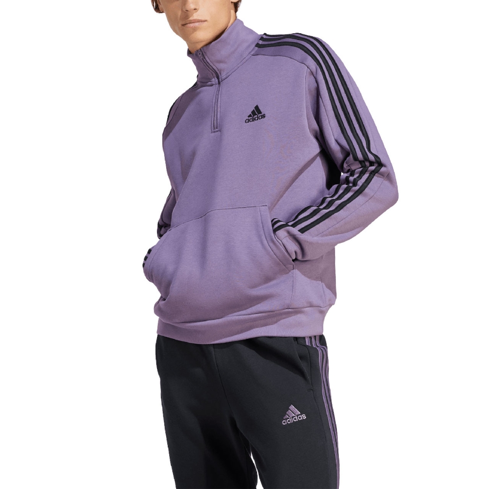 Bluza trening Bluza adidas Essentials 3-Stripes 1/4- Men's Zip purple IJ8912