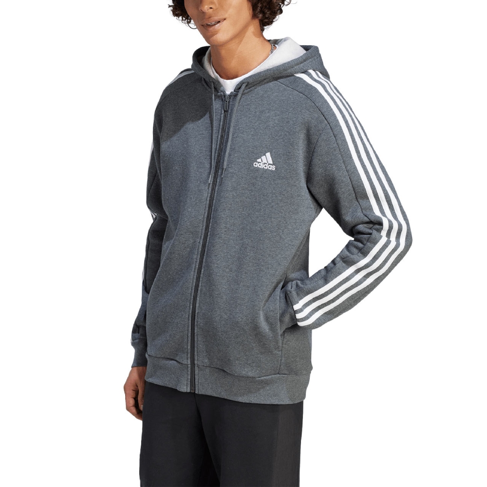 Bluza trening Bluza Men's adidas Essentials 3-Stripes Full-Zip gray IJ6480