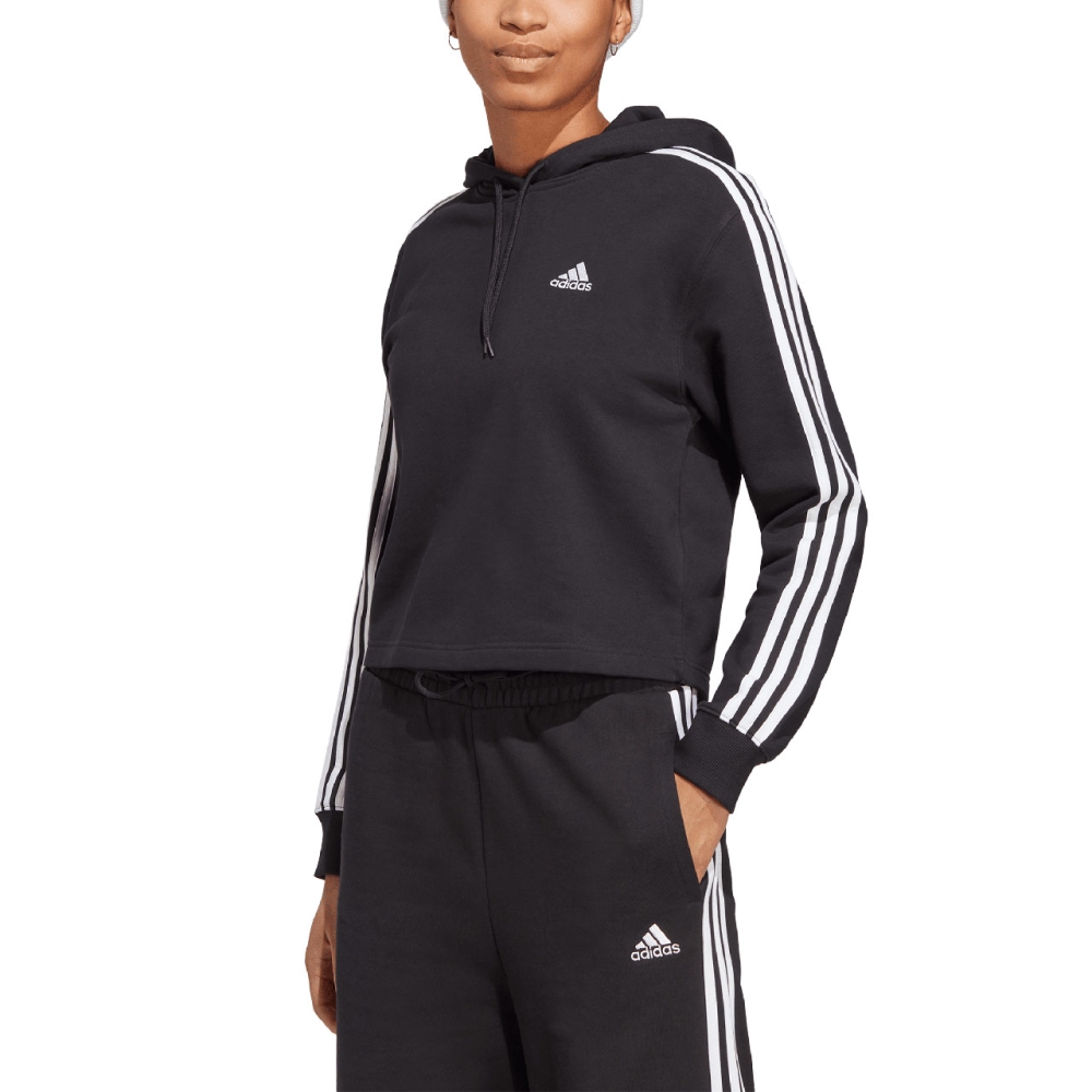 Bluza trening Hanorac 's adidas Essentials 3-Stripes French Terry Crop black IC8767 dama