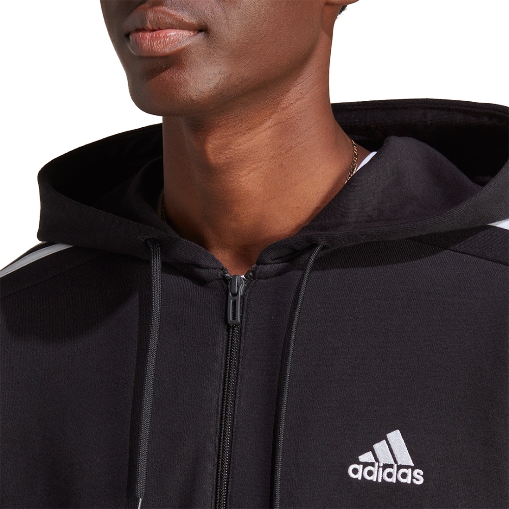 Bluza trening Hanorac adidas Essentials men's French Terry 3-Stripes Full-Zip black IC0433