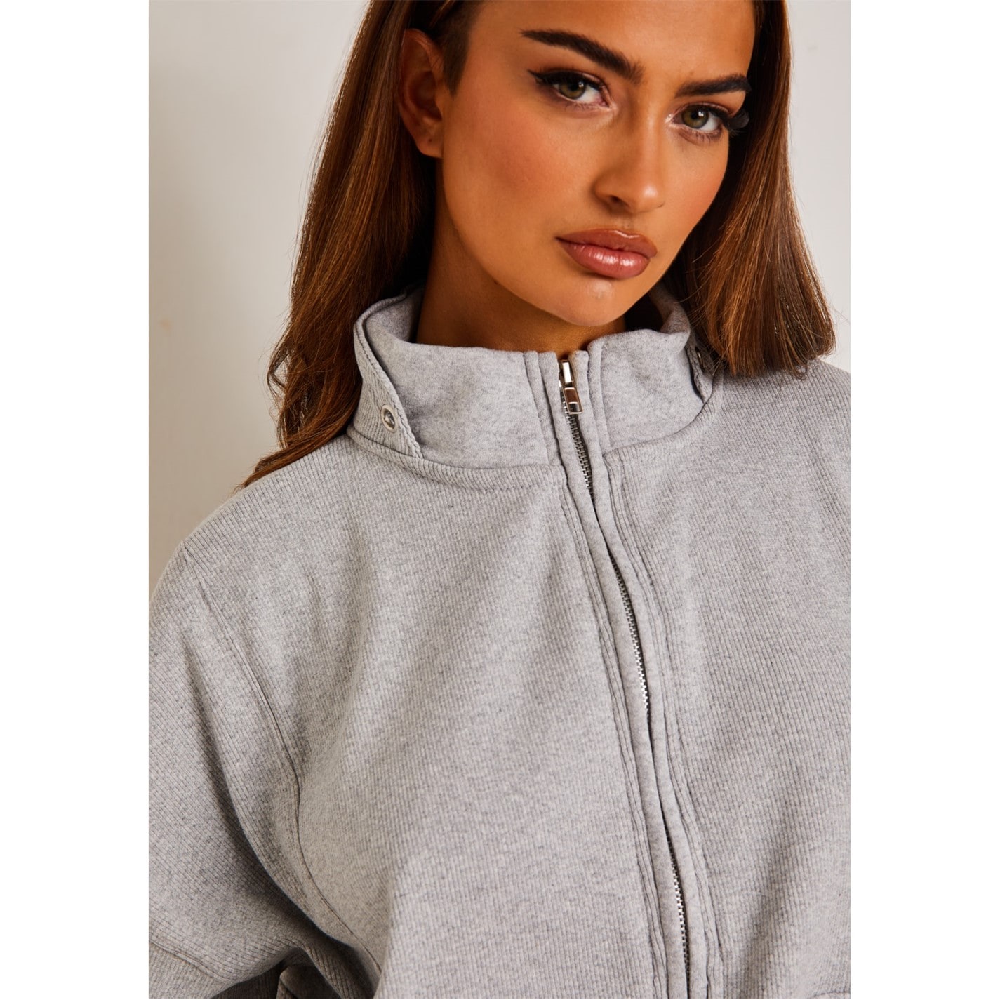 Bluza trening Missy Empire Ribbed Panelled Half Zip