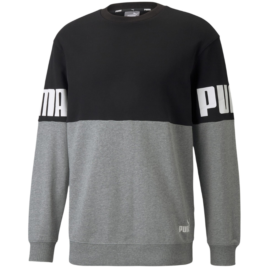 Bluza męska Puma Power Colorblock Crew szaro-czarna 589430 01