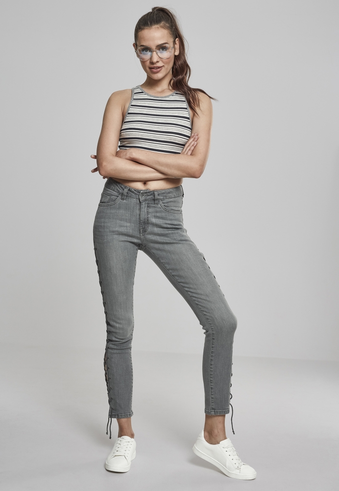 Rib Stripe Cropped Top dama Urban Classics