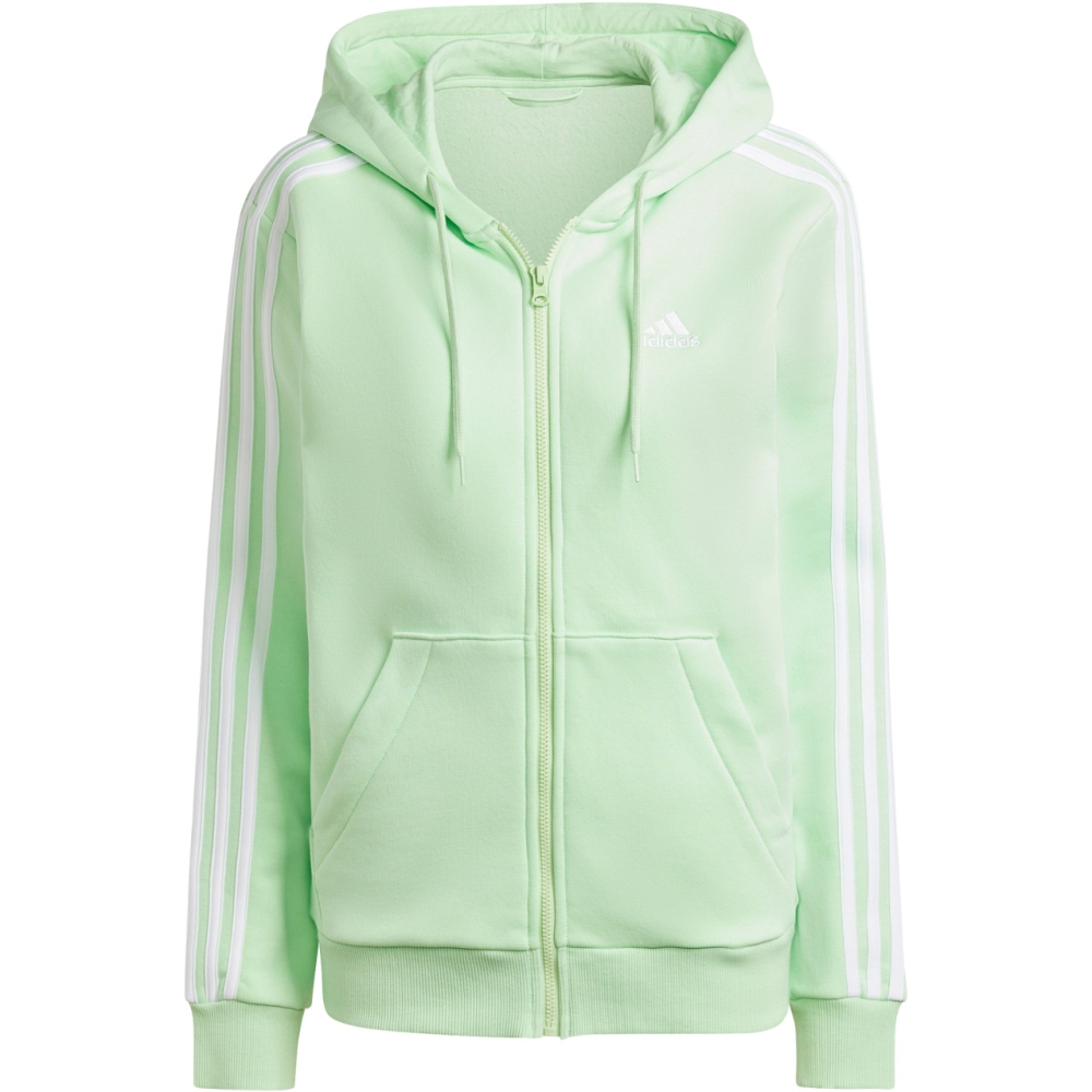 Bluza Hanorac adidas Essentials 3-Stripes Full-Zip pentru femei verde deschis