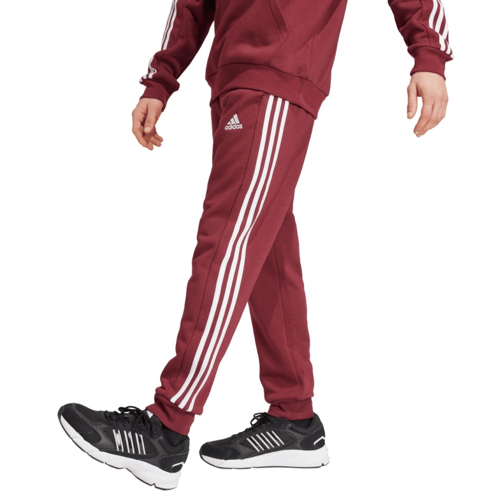 Bluza Pantalon men's adidas Essentials 3-Stripes Tapered Cuff burgundy JG5951