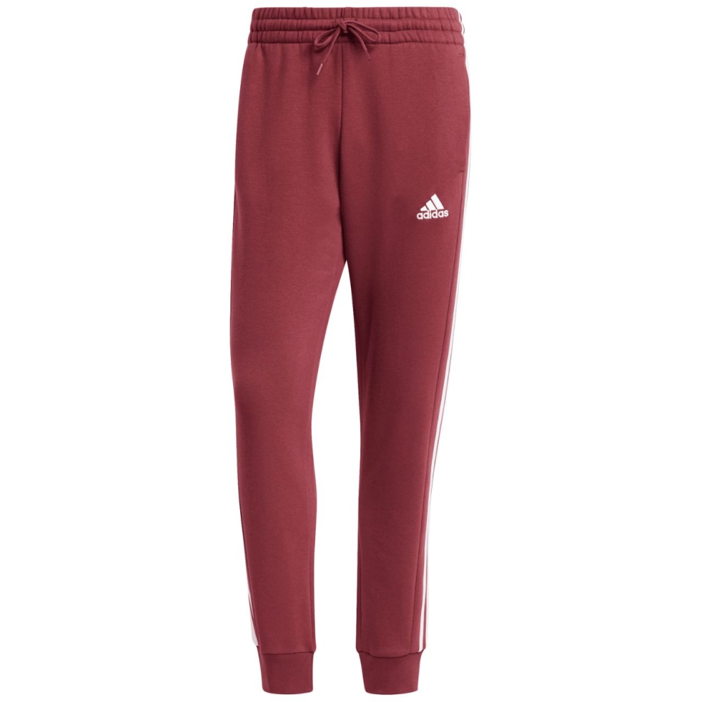 Bluza Pantalon men's adidas Essentials 3-Stripes Tapered Cuff burgundy JG5951