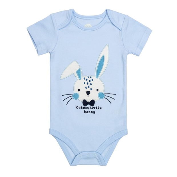 Hello World Boy Easter Bunny Bodysuit Blue bebelus