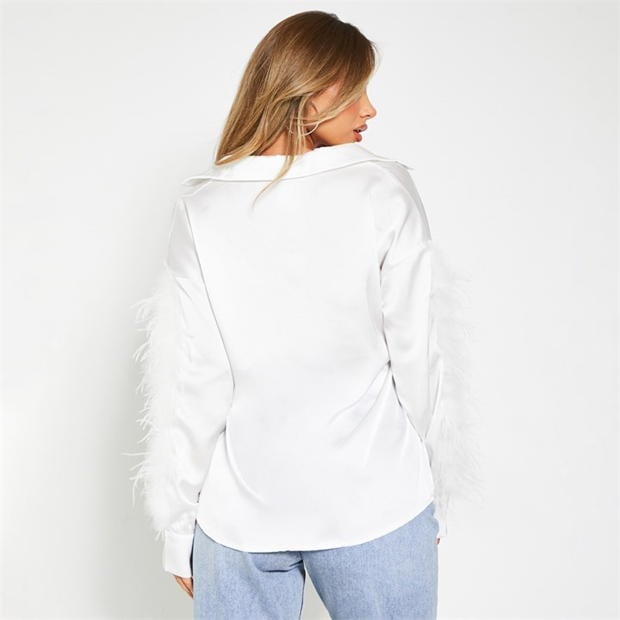 Camasa I Saw It First Satin Feather Sleeve