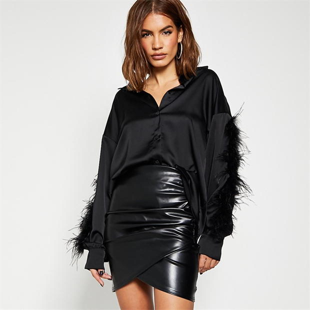 Camasa I Saw It First Satin Feather Sleeve