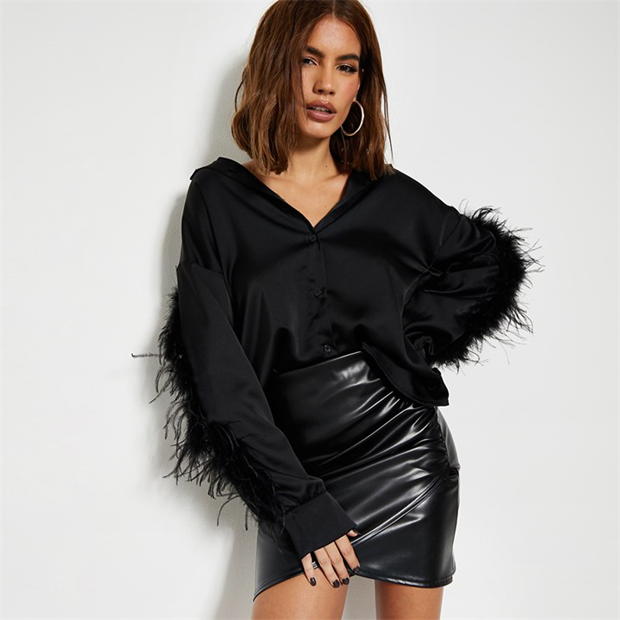 Camasa I Saw It First Satin Feather Sleeve