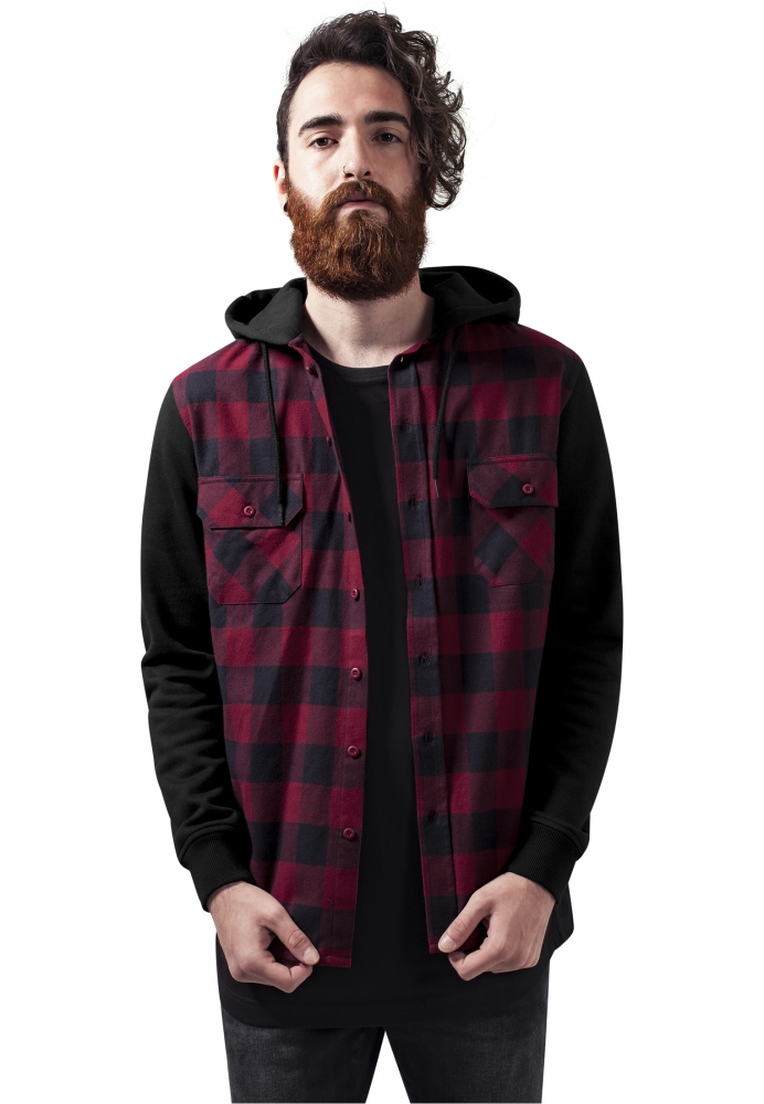 Camasa Hooded Checked Flanell Sweat Sleeve Urban Classics