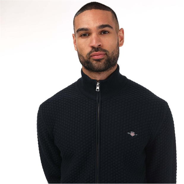 Gant Textured Cotton Zipped Cardigan