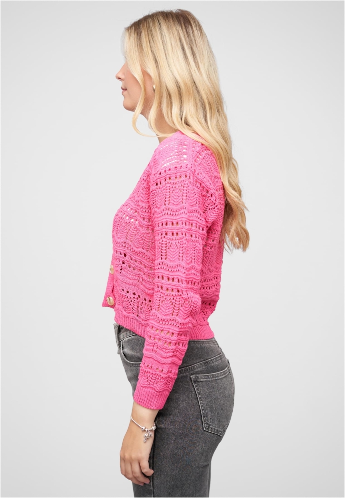 Cardigan mit Lochstrickmuster