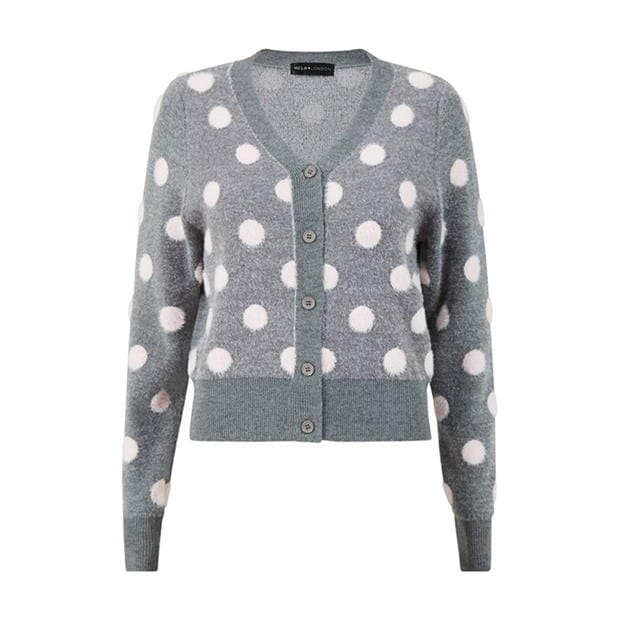 Mela London Mela London Grey Buttoned Down Spot Cardigan