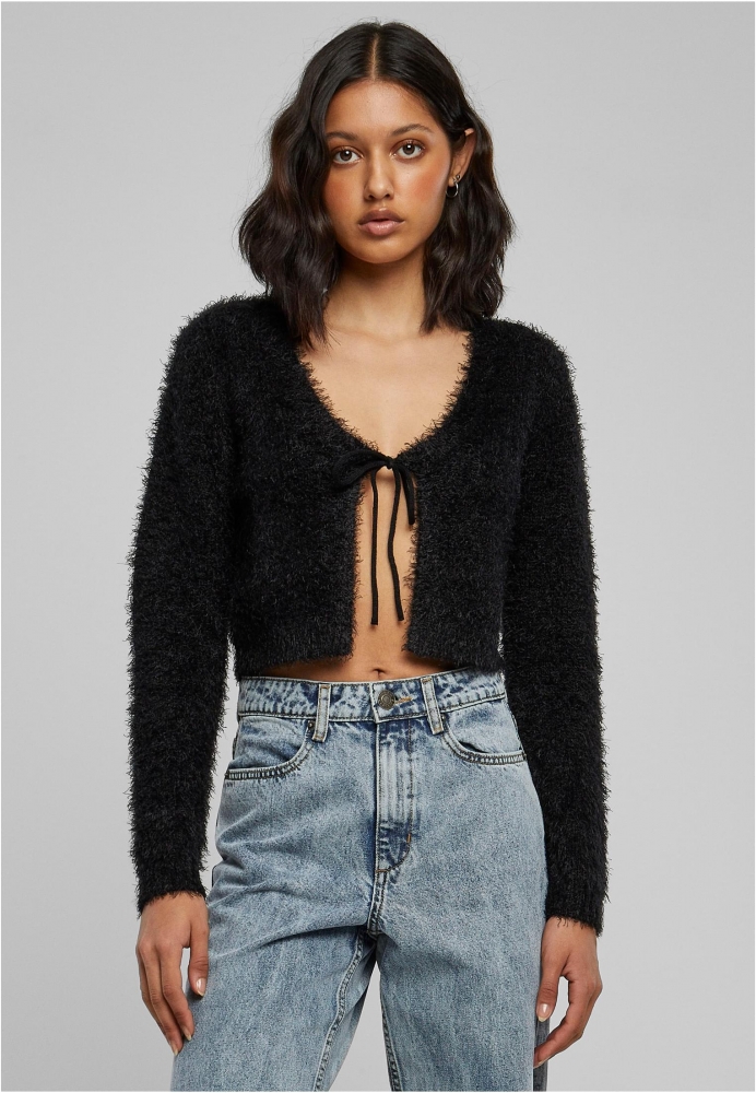 Tied Cropped Feather Cardigan dama Urban Classics